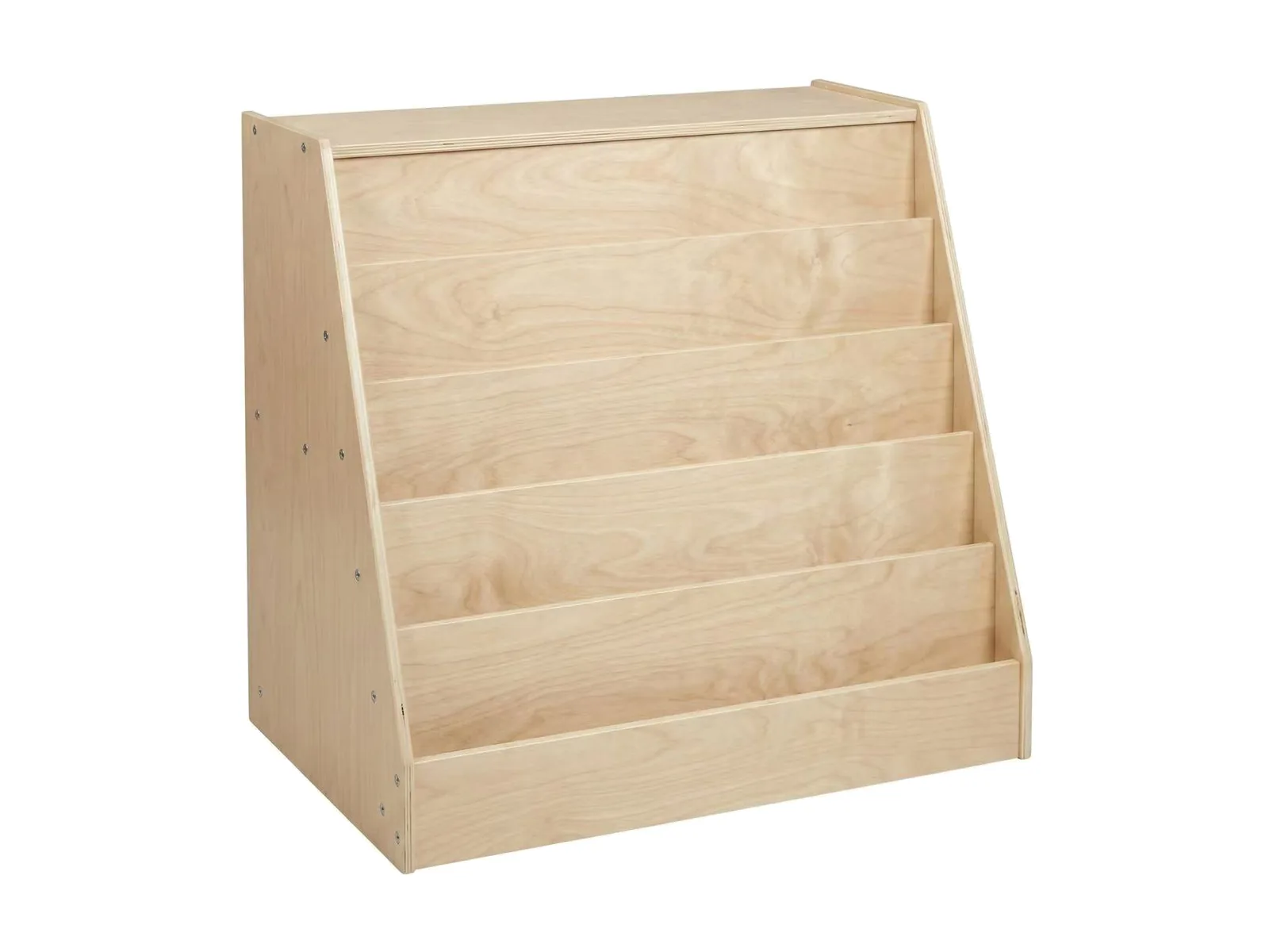 MJK BS-104 tiered birch plywood book display shelf for childcare and Montessori classroom libraries